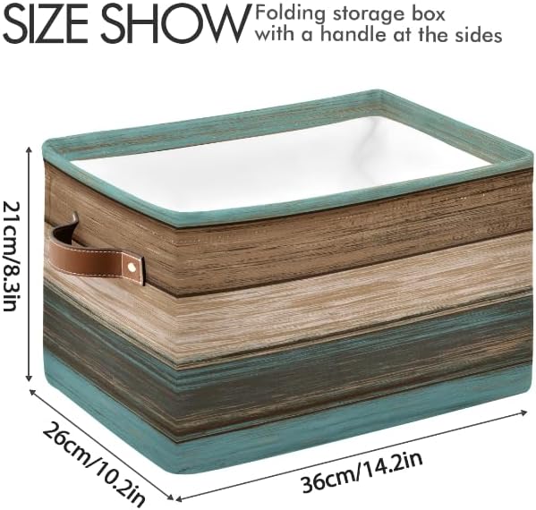 Wood Print Rectangular Storage Basket Not Real Wood Retro Vintage Organizer Bin Shelf Baskets For Clothes Gifts For Home Office Dorm