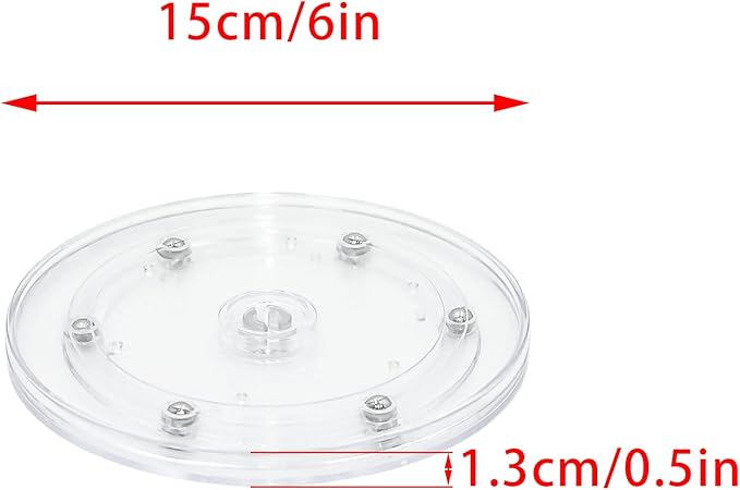 2 Pcs Clear 6 inch Acrylic Lazy Susan Rotating Turntable Organizer Bearings - Round Swivel Plate for Spice Rack, Table, Cake, Kitchen Pantry