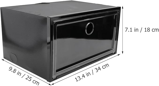 Dustproof Plastic Shoe Storage Box with Side-opening Door, Large Capacity 34x18x25cm Organizer for Sneakers and Boots, Stackable Shoe Container for Home Closet
