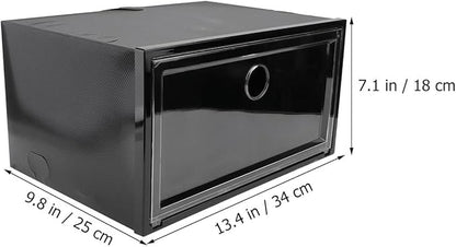 Dustproof Plastic Shoe Storage Box with Side-opening Door, Large Capacity 34x18x25cm Organizer for Sneakers and Boots, Stackable Shoe Container for Home Closet