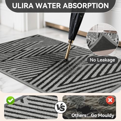 Door Mat Outside Entrance Non-Slip Dirt Resistant Grey 31''x47'' - Image 6
