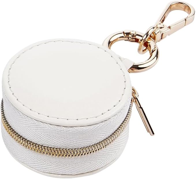 Ximimark 1pcs Chic Mini Hanging Jewelry Box - 1.97" Faux Leather, Waterproof Organizer for Rings, Earrings, Necklaces & Accessories with Decorative Zipper