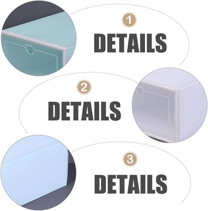 VICASKY Thickened Large Plastic Shoe Storage Boxes, Drawer-type Dustproof Shoe Organizer with Flip Lid, 4pcs (pink, Blue, White, Green) for Home Closet Organization