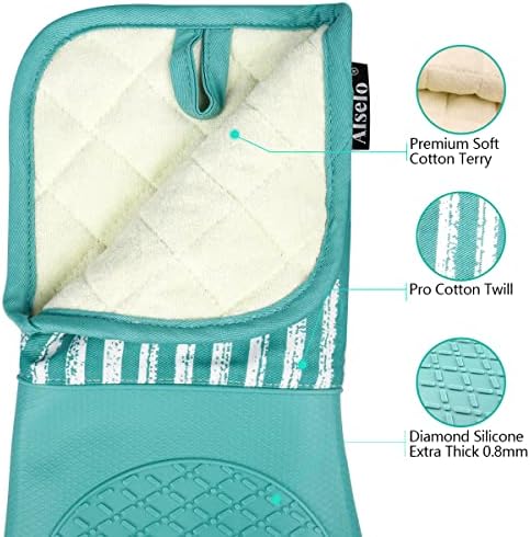 Alselo Silicone Oven Mitts Heat Resistant 932℉ with Waterproof & Non-Slip - Image 3