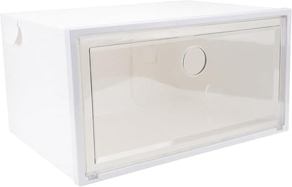 Creative Shoes Organizer Box 34×18×25cm Large Capacity Plastic Shoe Storage Case with Side Opening Door for Home Closet Organization
