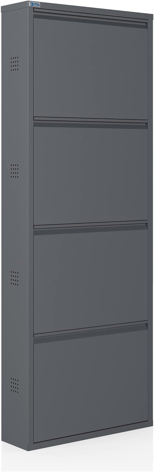 CEHA 4 Tier Metal Shoe Cabinet with Cover, Durable Shoe Storage Organizer for Entryway, Space Saving Shoe Shelf Closet with Side Ventilation Holes, 5.91" x 53.5" x 19.68", Anthracite
