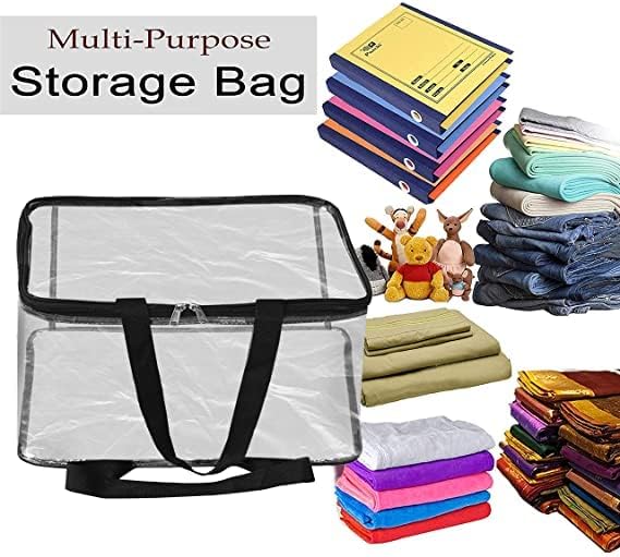 Multipurpose Transparent Storage Bag for Clothes PVC Packing Organizer For Sarees Clothes - 40x32x22 CM - 2 Pack