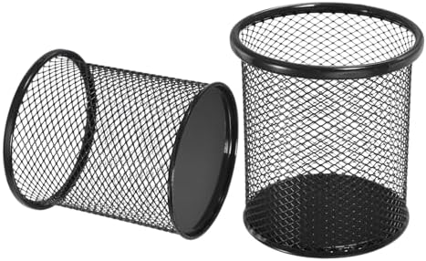 uxcell 2Pcs Mesh Pencil Holder, Metal Pen Cup Desk Organizer Makeup Brush Cup Holder for Home, Office, Classroom(Black) by uxcell