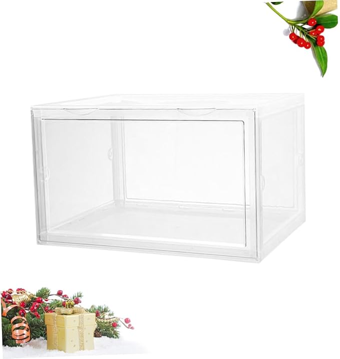 Shoe Storage Box with Dustproof Design, Sturdy Buckle-connected Shoe Organizer for Sneakers and Boots, Stackable Plastic Container for Home Closet Organization