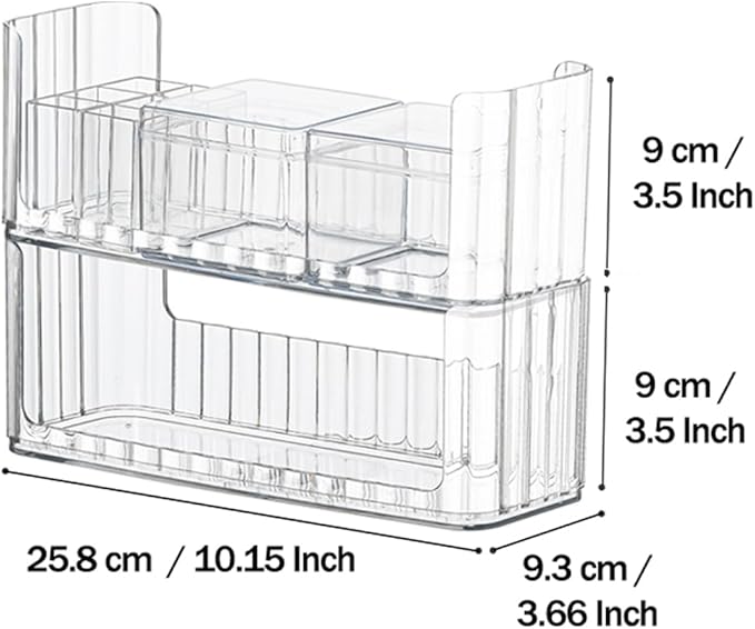 2-Tier Medicine Cabinet Shelves Organizer, Makeup Storage Holder Compartments, Shelf Trays for Bathroom Cabinet Wall, Counter, Vanity, Kitchen - Clear
