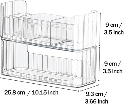 2-Tier Medicine Cabinet Shelves Organizer, Makeup Storage Holder Compartments, Shelf Trays for Bathroom Cabinet Wall, Counter, Vanity, Kitchen - Clear
