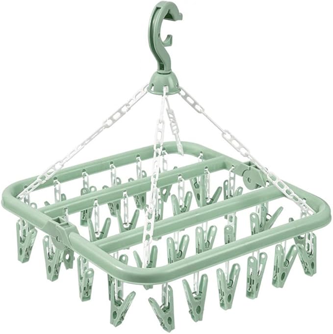 Hanger Socks Organizer with 32 Clips Clothes Drying Rack Closet Organizers and Storage Hangers Space Saving Multi-Function Clothes Hangers for Drying Towel, Bras, Sock,Lingerie, Small Clothes