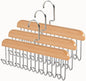 Bra Hangers 3 Pack - with 16 Non-Slip 360Rotating Metal Hooks for Tie, Hat, Bra, Wooden Multi Hook Hanger - Saves Space