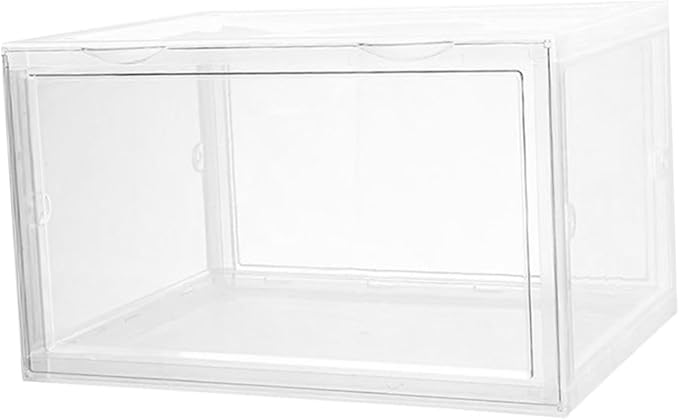 Lurrose Shoe Storage Box with Dustproof Design Stackable Shoe Organizer with Door Buckle Connector Plastic Container for Home Closet