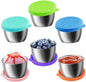 Showvigor 6-Pack 2.4oz Thickening Stainless Steel Salad Dressing Cups with Leakproof Lids | Reusable Sauce Containers for Lunch Box, Travel, Picnics & Kitchen Storage Dishwasher Safe & Eco-Friendly