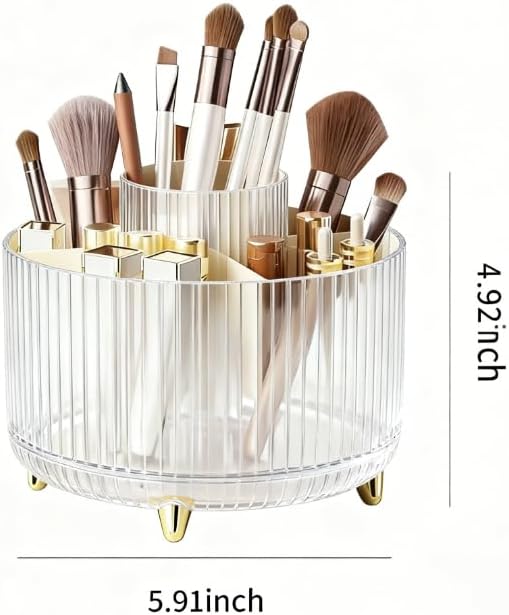 360 Degree Rotating Desktop Organizer,Makeup Brushes,Pencils,Desktop Stationery Storage Rotating Rack,Premium Plastic Organizer For Office,School And Home (Transparent color)