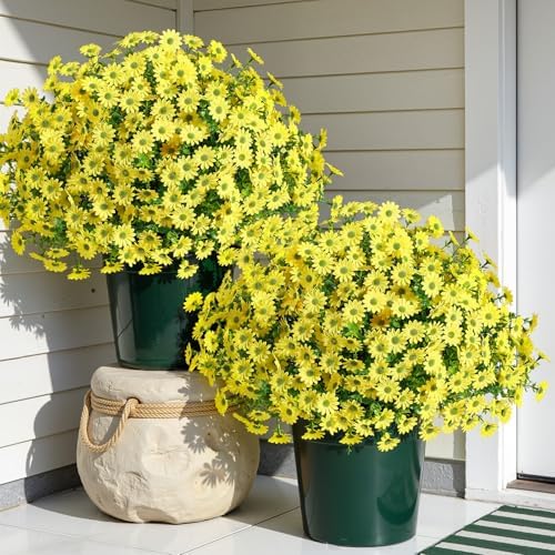 Alupssuc 40 Bundles Artificial Daisies Flowers Fake Silk Plant for Indoor Outdoor Decor, UV Resistant No Fade Faux Spring Flowers for Garden, Porch & Patio Decoration,Yellow - Image 4