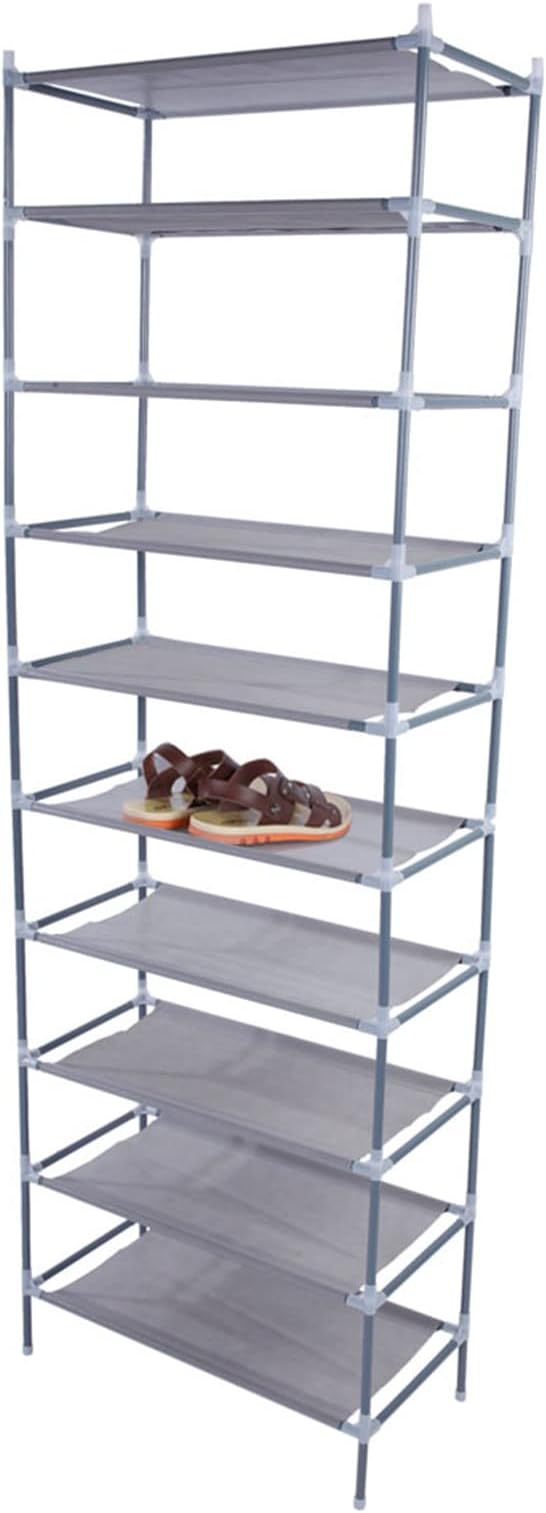 Savins Simple Assembly 10 Tiers Non-woven Fabric Shoe Rack Gray