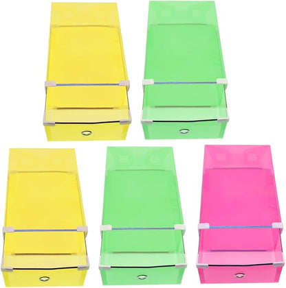 Holibanna 5Pcs Stackable Shoes Storage Organizer Boxes Transparent Plastic Shoe Cases with Drawer Design for Easy Access for Bedroom Balcony and Living Room