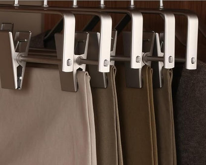 Premium Matte Silvery Aluminum Pants Clip Hanger 100 Pack, 12” Extra Smooth & Durable Metal Shirt Dress Aluminum Alloy Hanger,Clothing Support,Clothing Hang