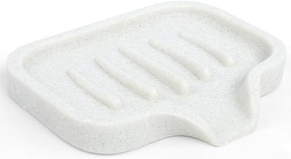 Self Draining Soap Dish for Shower and Bathroom Sink - Large Marble Resin Soap Holder with Drain, Non Slip Soap Tray for Bar Soap, Kitchen & Bathroom Counter