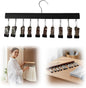 Legging Organizer for Closet, 2026 New Pants Hangers with 10 Clips, Space-Saving Clothes and Hat Storage Hook, Hanging Closet Organizer Hanger Clips for Skirts, Shorts, Trousers, Socks (Black)