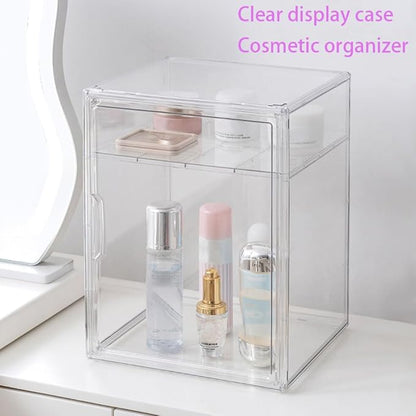 X-Large Clear Display Case for Collectibles, Acrylic Box, Storage Bins with Magnetic Lid and Stackable Design, 3 Adjustable Layers, Display Box for Figure, Lego, Shoes, Purses, Cosmetics