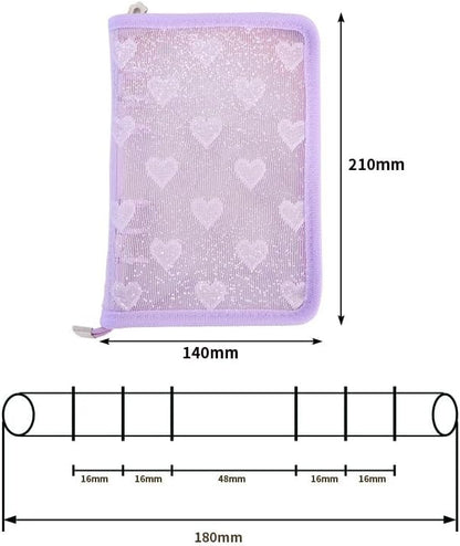 Chillpaper Enamel Pin Display Book Collection Trading Book Portable Brooch Pins Holder Storage Organizer Case Zippered (Purple Heart Lace)