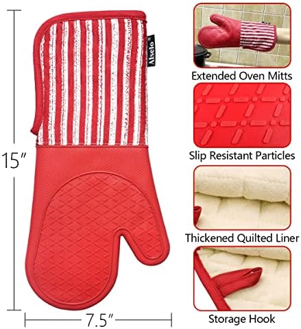 Alselo Silicone Oven Mitts Heat Resistant 932℉ with Waterproof & Non-Slip - Image 3