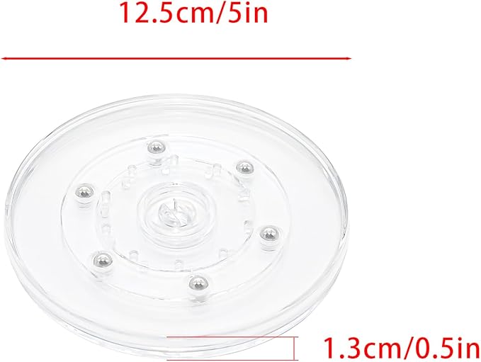 4 Pcs Clear 5 inch Acrylic Lazy Susan Rotating Turntable Organizer Bearings - Round Swivel Plate for Spice Rack, Table, Cake, Kitchen Pantry
