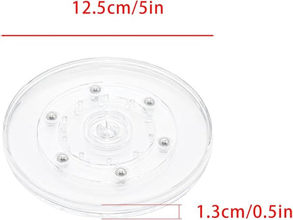 4 Pcs Clear 5 inch Acrylic Lazy Susan Rotating Turntable Organizer Bearings - Round Swivel Plate for Spice Rack, Table, Cake, Kitchen Pantry