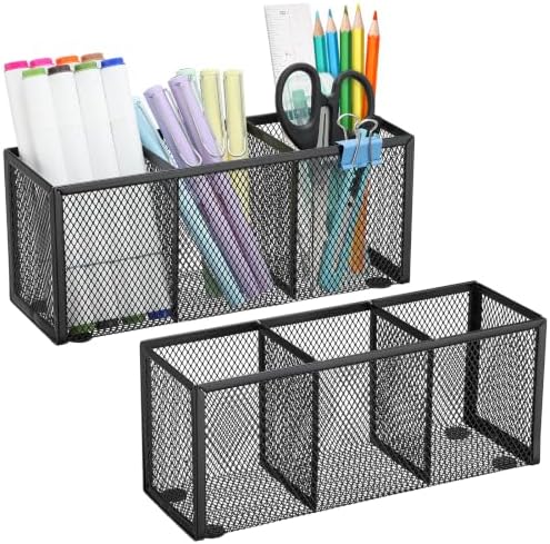 Segarty 2 PCS Mesh Metal Pencil Cups Black, Desk Office Home Organization by Segarty