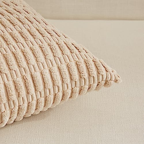 Fancy Homi 4 Packs Neutral Long Lumbar Decorative Throw Pillow Covers 12x24 Inch for Living Room Couch Bed, Boho Home Decor, Soft Striped Corduroy Rectangle Accent Beige Cushion Case 30x60 cm - Image 4
