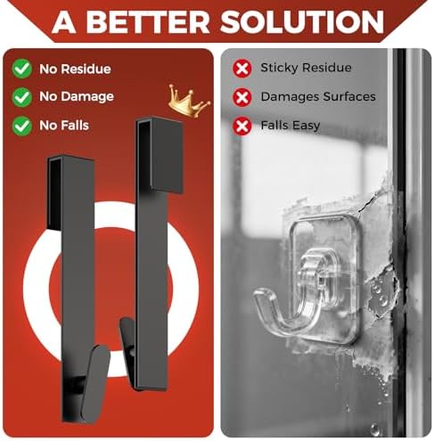 Shower Door Hooks 10 Inch,Extended Heavy Duty Shower Hooks for Towels,Over the Towel Hooks for Bathroom Frameless Glass Door (Black,2 Pack) - Image 6