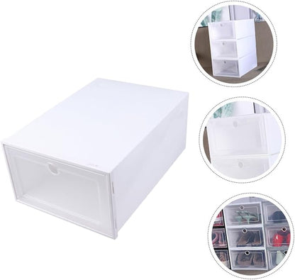6pcs Transparent Stackable Shoe Boxes Drawer Type Superimposed Shoes Container Space-saving Plastic Organizer for Men