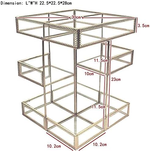 360 Rotating Glass Makeup Organizer, Spinning Vanity Cosmetic Storage with Multi-Layer Compartments, Luxury Countertop Rotating Makeup Holder for Skincare, Perfume, Cosmetics