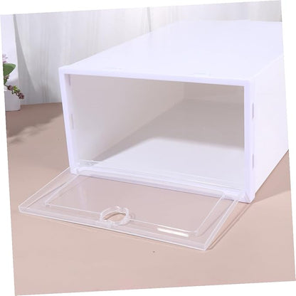 UKCOCO 6pcs Thickened Transparent Shoe Organizer Boxes for Entryway Stackable Sneaker Display Cases with PP Material Drawer Style Storage for High Heels Boots Slippers and Accessories
