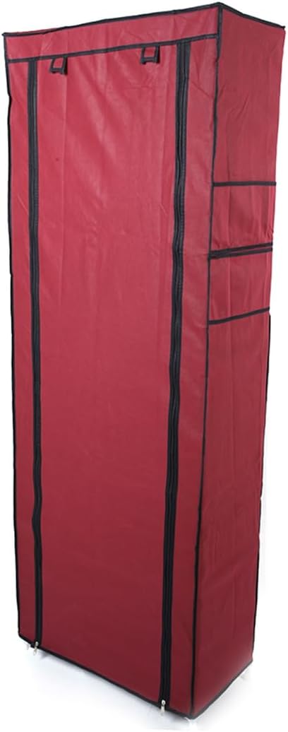 63" The Large Shoe Rack with dust Cover Shoe Rack with Covers on The 10-Floor Non-Woven Shoe Cabinet is Used for Closet, Bedroom and Garage, (Wine)
