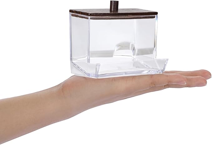 Hipiwe 3 Pack Acrylic Cotton Ball Holder Clear Qtip Holder Bathroom Canister Storage Box with Lid Apothecary Jars Makeup Organizer for Cotton Balls,Swabs,Pads,Brown