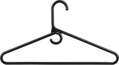 DEILSY™ Black Heavy Duty Hangers with Hooks for Scarves & Belts – Thick and Strong Clothes Hangers for Shirts, Jackets, Pants, and Dresses – Space-Saving Plastic Hangers – Pack of 50