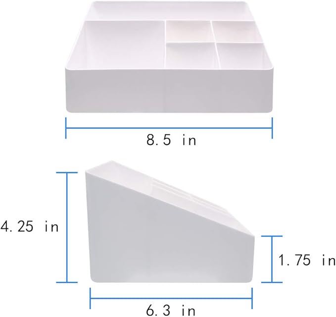 Granvela Home Organizer Bedside Table Organizer Makeup Organizer |Cosmetics Storage Box - 6 Compartments (White)