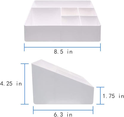 Granvela Home Organizer Bedside Table Organizer Makeup Organizer |Cosmetics Storage Box - 6 Compartments (White)