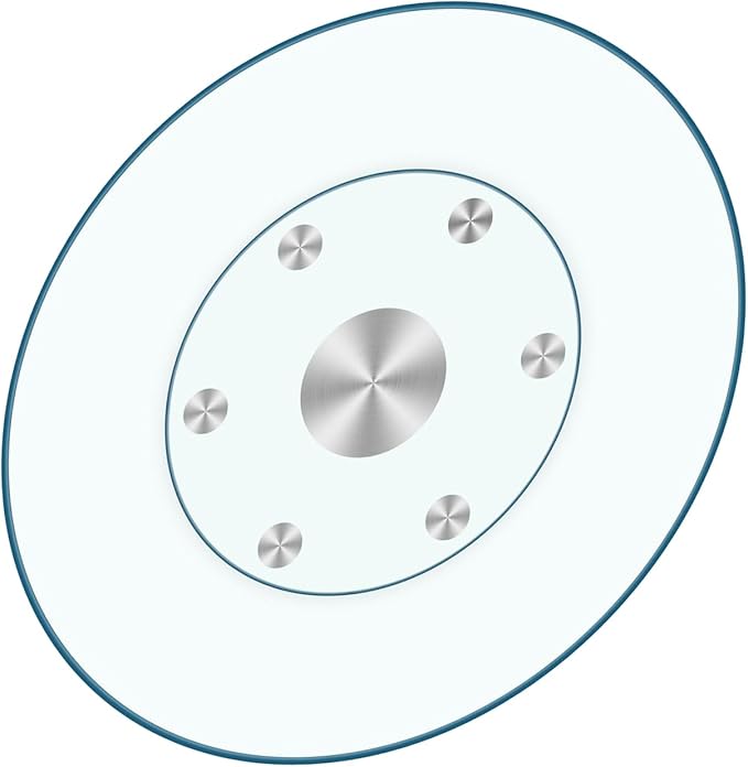 36-Inch Lazy Susan Turntable for Dining Table, 1/3" Thickness Tempered Glass, 360° Rotation, Anti-Tip Design with 6 Rotating Wheels, Perfect for Parties, Weddings, and Family Dinners (36 inch)