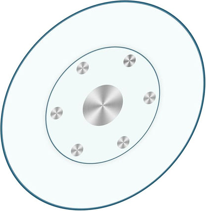 36-Inch Lazy Susan Turntable for Dining Table, 1/3" Thickness Tempered Glass, 360° Rotation, Anti-Tip Design with 6 Rotating Wheels, Perfect for Parties, Weddings, and Family Dinners (36 inch)