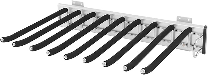 Pull Out Trousers Rack 9 Arms Closet Pants Hanger Bar Stainless Steel Rail Extendable Trousers Hanger for Clothes Towel Scarf Tie, 18.11x12.83in (Right Installation)