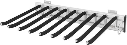 Pull Out Trousers Rack 9 Arms Closet Pants Hanger Bar Stainless Steel Rail Extendable Trousers Hanger for Clothes Towel Scarf Tie, 18.11x12.83in (Right Installation)