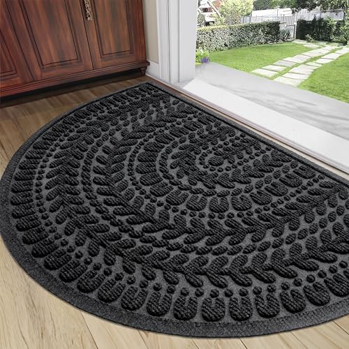 RORA Half Circle Door Mat Front Door Mat Outside Entrance Welcome Mat 24x36 by RORA