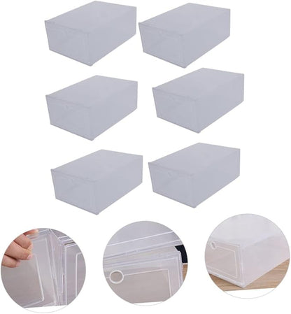 6pcs Transparent Shoe Storage Box Clamshell Design Capacity Plastic Organizer for Home and Closet Easy Access Sneaker Case
