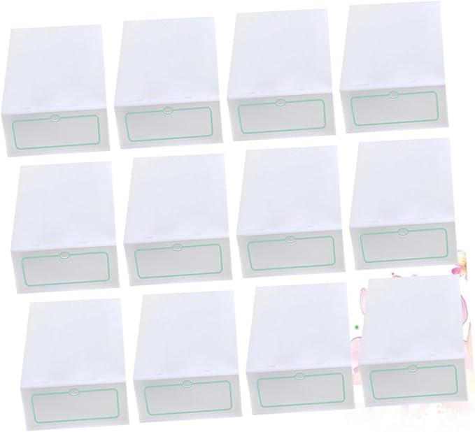 Cabilock 12pcs Large Thickened Plastic Shoes Storage Boxes Stackable Shoe Containers for Closet Organization White