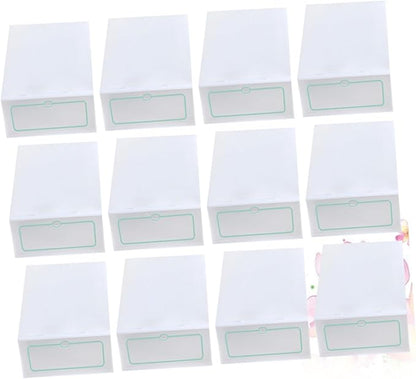 Cabilock 12pcs Large Thickened Plastic Shoes Storage Boxes Stackable Shoe Containers for Closet Organization White